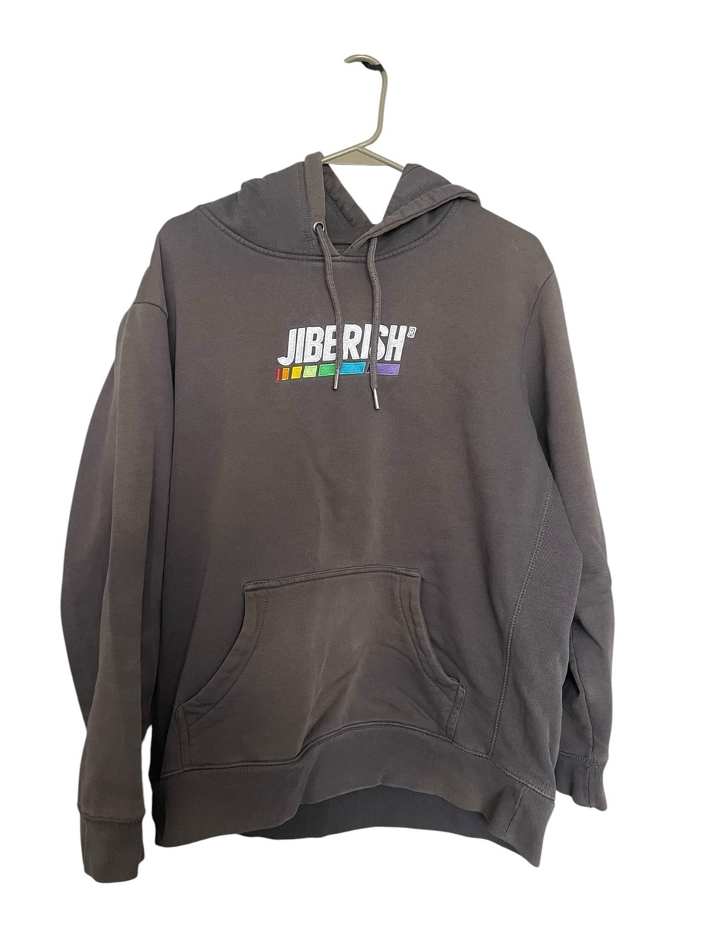 Jiberish Charcoal Hoodie with Rainbow Logo